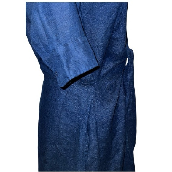 Ralph Lauren Tie-front Linen Shirtdress with pockets in navy - Picture 7 of 14